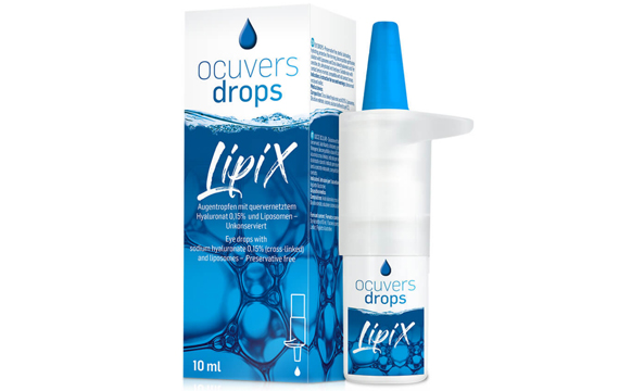 Eye drops Suitable for contact lens wearer, with 0.15 cross-linked hyaluronic acid and liposomes